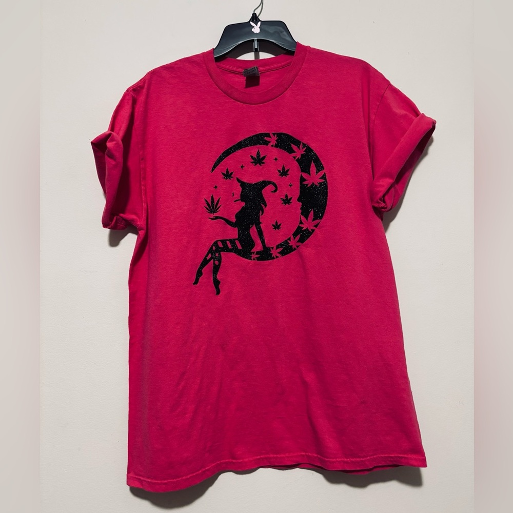 Gildan Red Short Sleeve Tee with Black Graphic